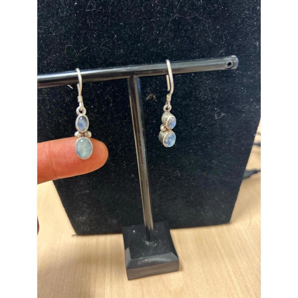 Sterling Silver Moonstone Opal Earrings - Picture 5 of 6